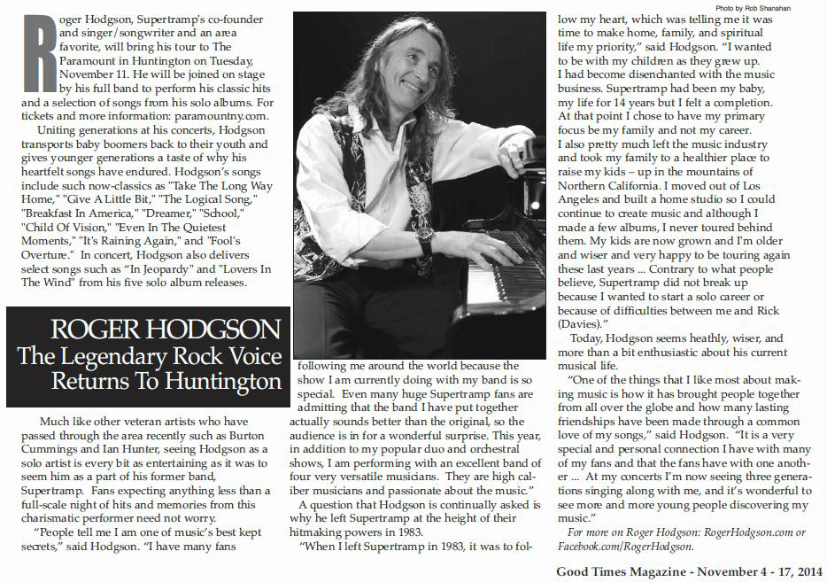 Roger Hodgson? Think Supertramp - Los Angeles Times