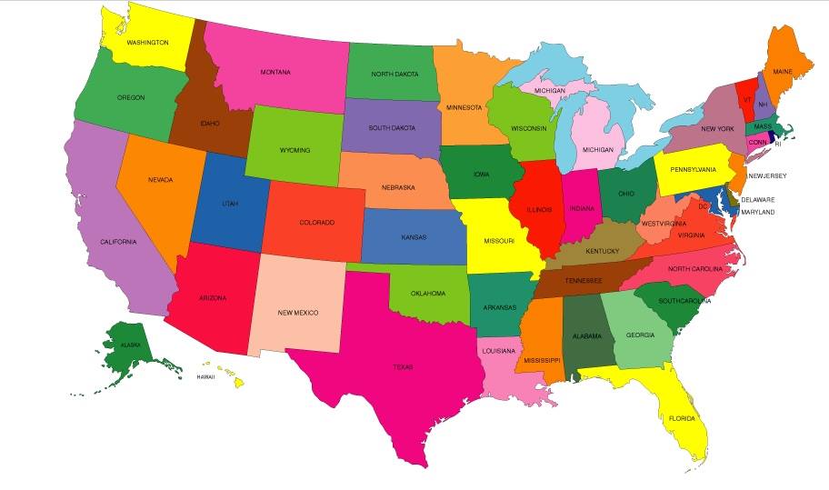 Map United States 50 States. Цвет государства. Карта США ВВП штат. USA Map Quiz. State coloured